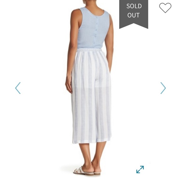 Elodie high waist pleated striped crop pants. Med - Picture 2 of 8